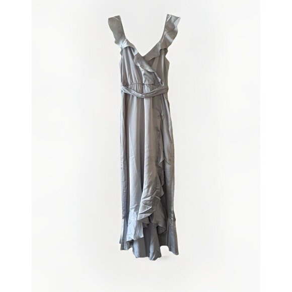 NEW Show Me Your Mumu Womens Samantha Ruffled A Line Wrap Dress Silver Luxe XS - Picture 4 of 16
